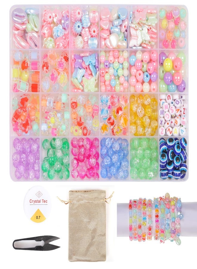 ambitieux DIY Bracelet Making Kit - 24 Colorful Beads, 10m Elastic Thread, Jute Bag, and Cutter - Gift for Girls Birthdays (Double Beads Multicolor) - Image 1